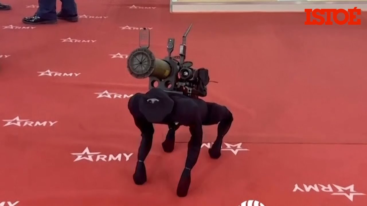 Ex&eacute;rcito russo mostra 'cachorro-rob&ocirc;' equipado com bazuca