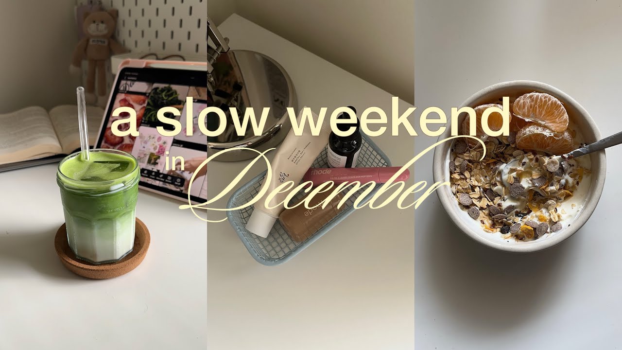 A slow weekend in December | Matcha Mornings, Hot Showers, healthy Breakfast, S’mores at home 🍵🍓🛀🏻