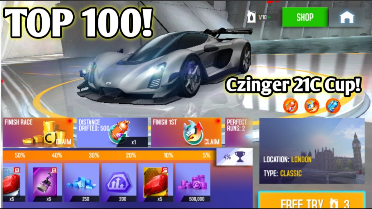 Top 100 in Czinger 21C event ! Testing new car (1863 Rank )  - Asphalt 8