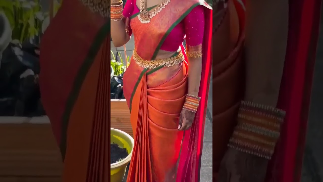 orange saree beautiful party saree #orangesaree #fashiondesigner #shortvideo #cute