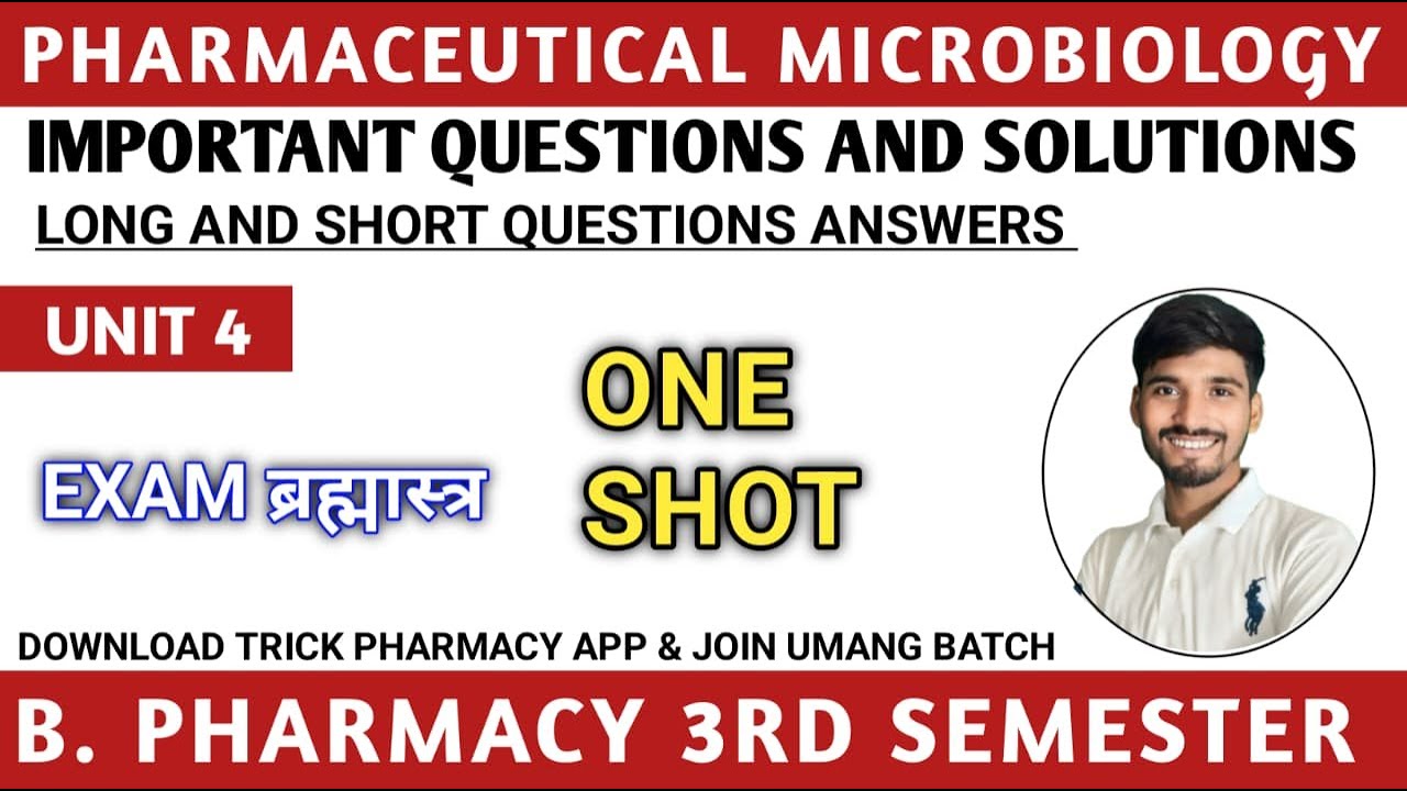 Pharmaceutical microbiology Unit 4 Important Questions and Solutions | Long and Short Questions