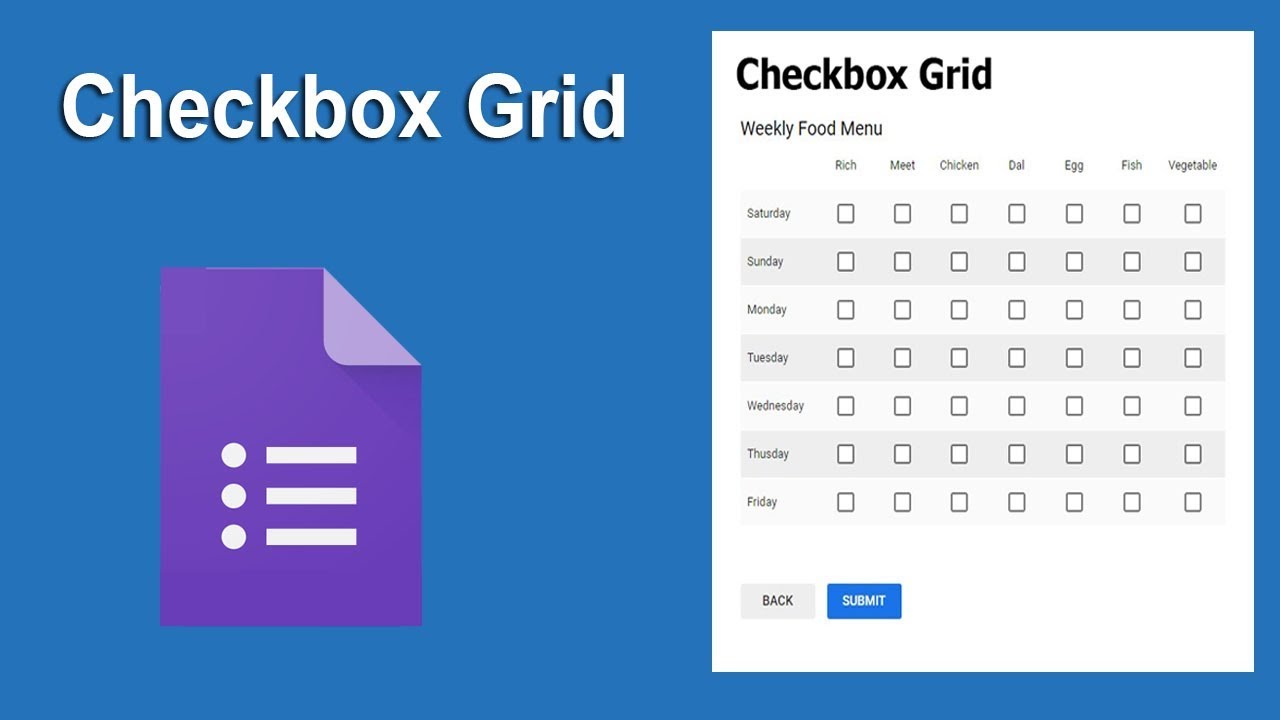 how to use checkbox grid in google forms