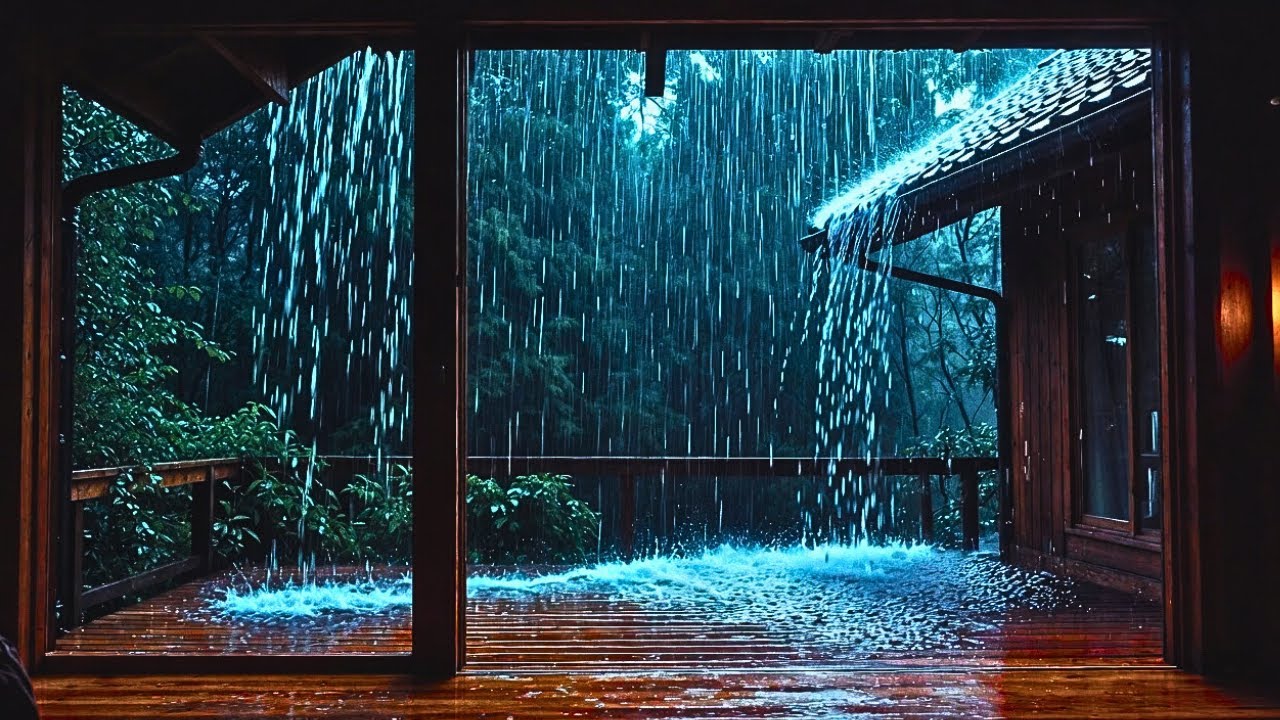 🔴 LIVE Heavy Rain Outside the Window 🌧️ Peaceful Garden & Forest Night