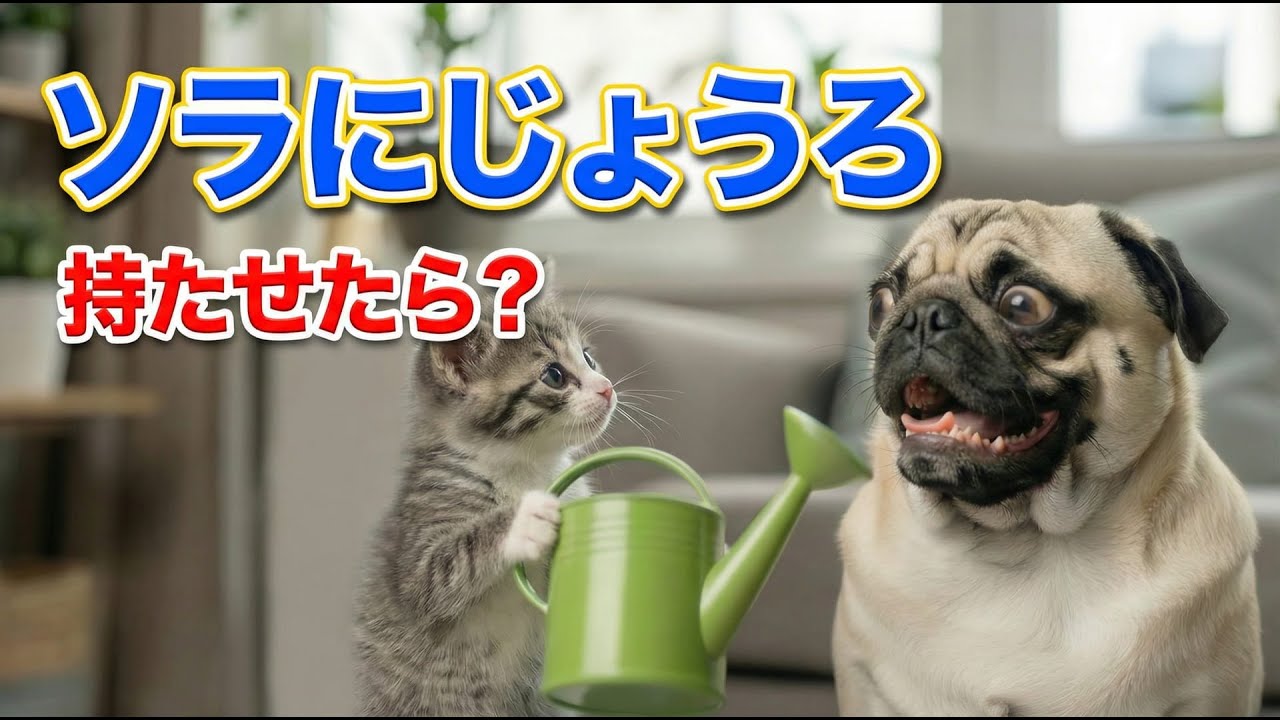 【癒し】ふたりでお庭の花に水やり｜ソラのじょうろが重すぎた