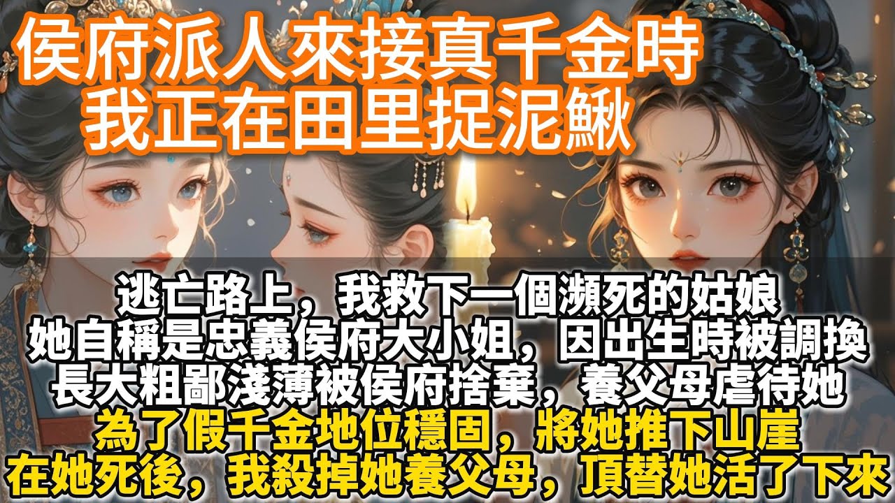 完結徐徐圖之權謀文：侯府派人來接真千金時，我正在田⾥捉泥鰍。逃亡路上，我救下一個瀕死的姑娘。她自稱是忠義侯府大小姐。 因出⽣時被調換，長大粗鄙淺薄被侯府捨棄。但養父母為了假千金地位穩固，將她推下山崖