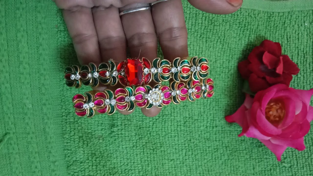 How to make a lotus flower design hair clip part 3#center clip #hair accessories #kundan stone#DIY