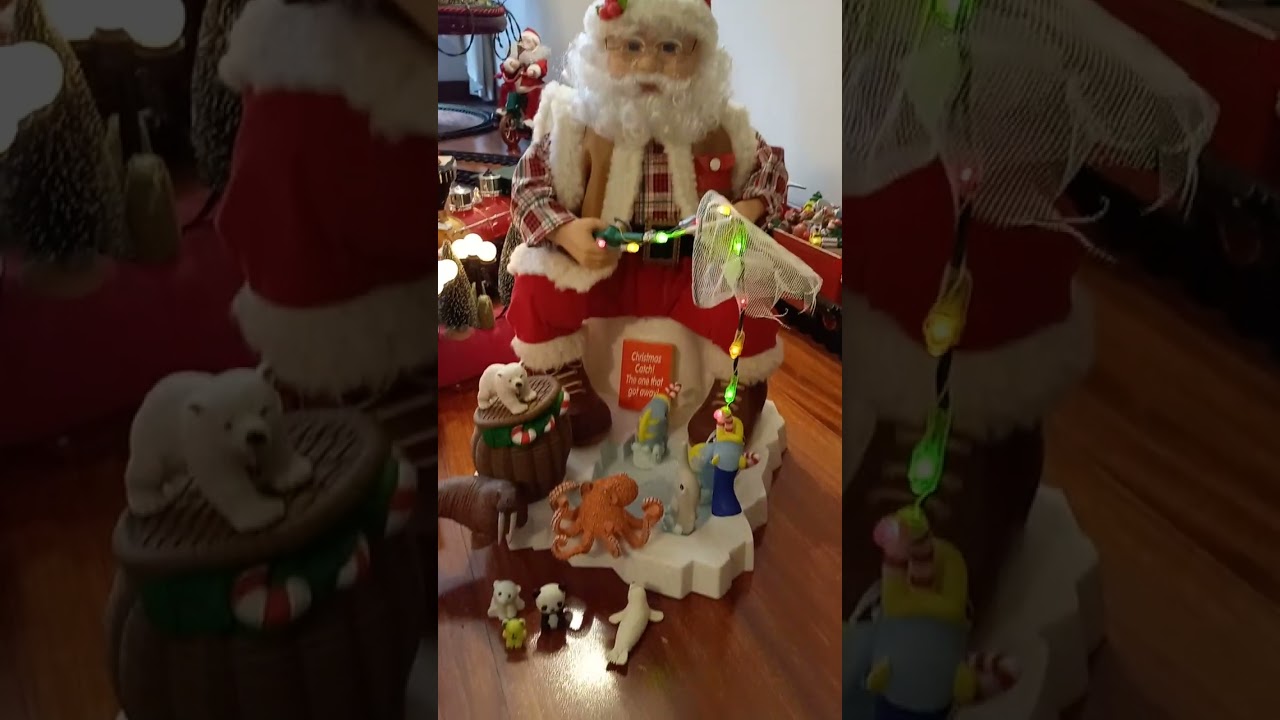 Papa noel compartiendo con sus renos y pescando. Acompañado de los cascanueces  !!!