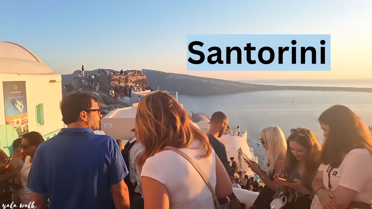 Walking Tour In Santorini Greece ( Fira, Oia, Markets)
