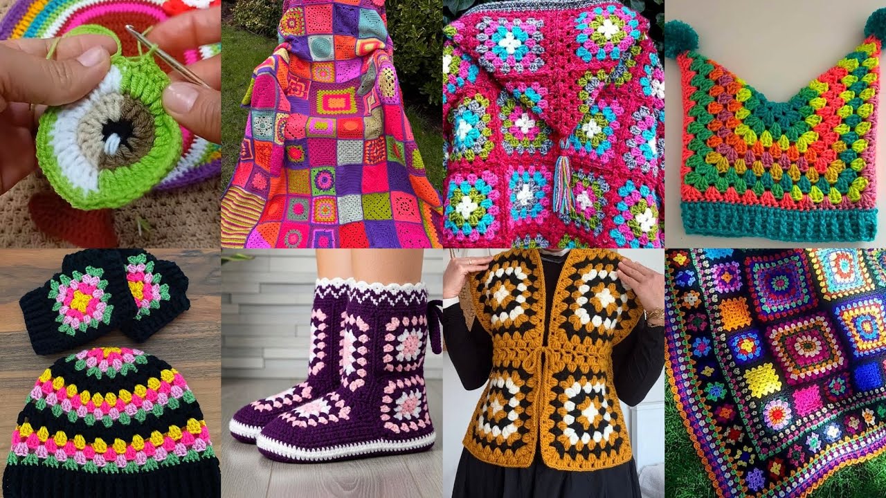 Most Beautiful & Attractive Granny Square & Afghan Square Free Crochet Items patterns 