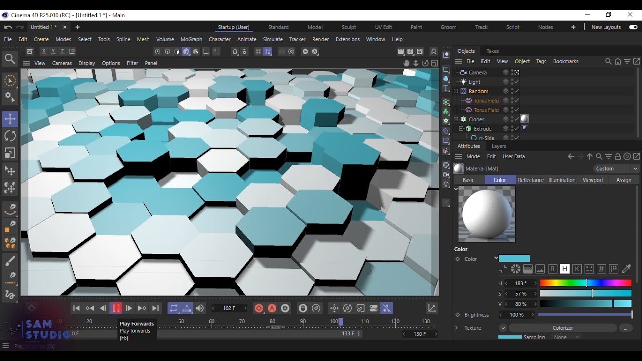 animate some hexagone with mograph inside Cinema4d R25