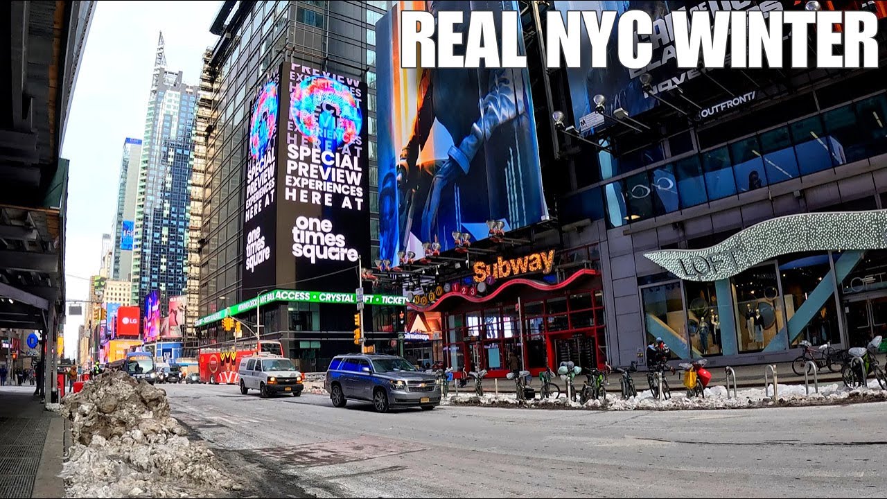 NYC Arctic Freeze Walk | Times Square Afternoon | Feb 7 Cold Wave