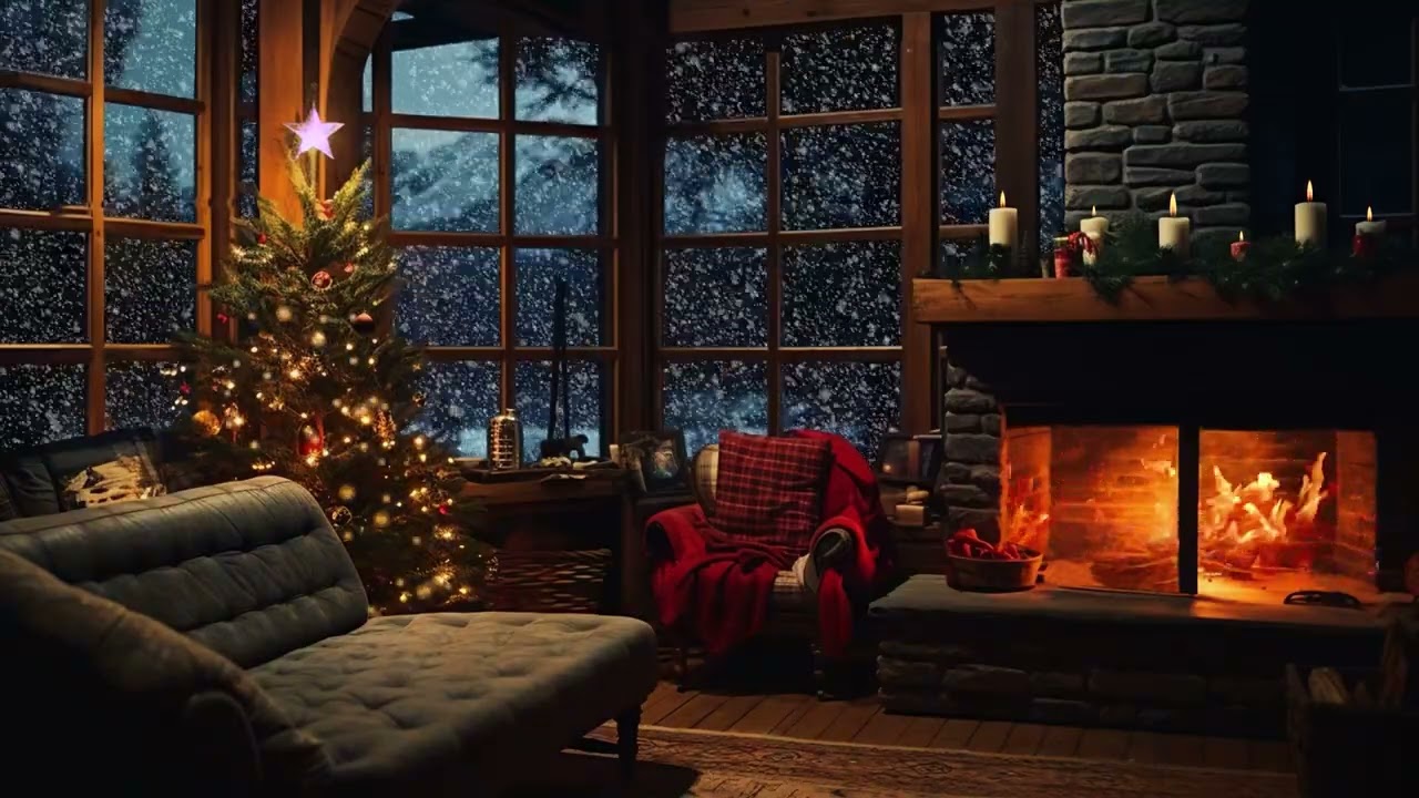 Christmas Fireplace Ambience 🎅🎄 Cozy Christmas without Music 🔥 Fireplace and Snowfall