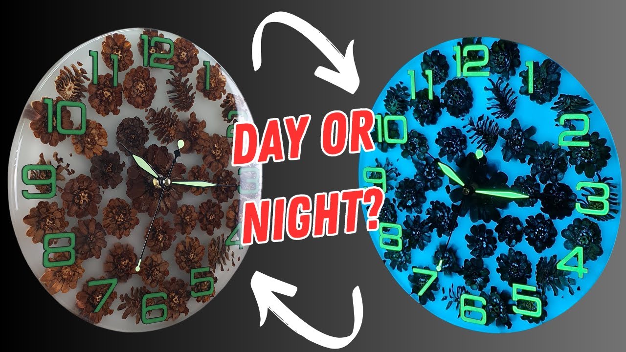 DIY Resin and Pine Cone Clock – Glowing in the Dark Fluorescent Project