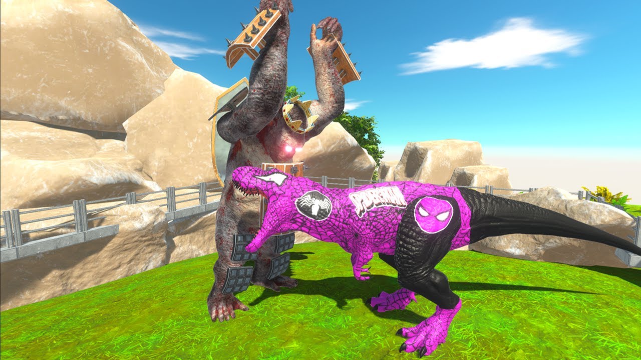 Cannivore Dinosaurs VS Mutant Primates, Purple Spiderman T-rex - Animal Revolt Battle Simulator