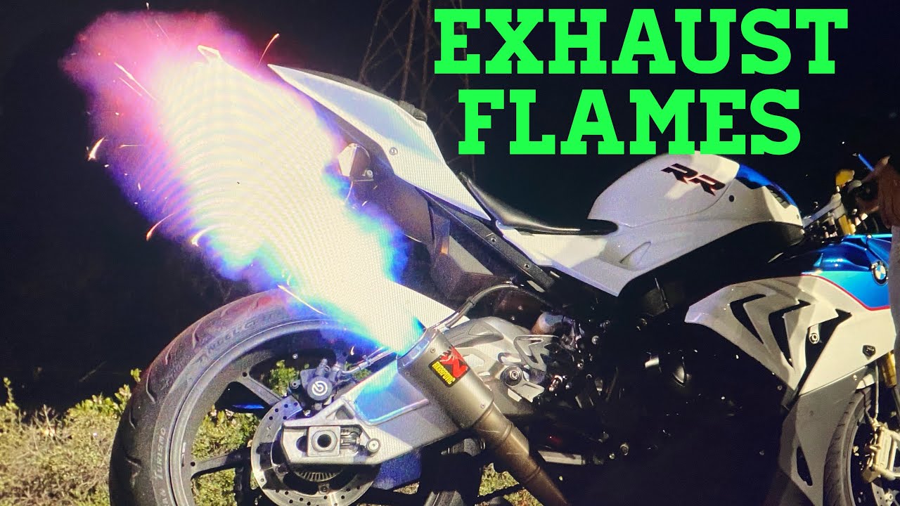 BMW S1000RR akrapovic exhast system sound flame  - HD 1080p