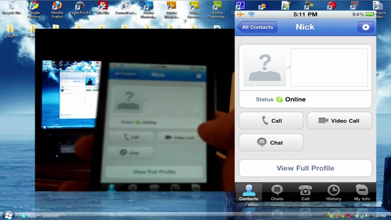 Demo of skype video chat for the iphone 4