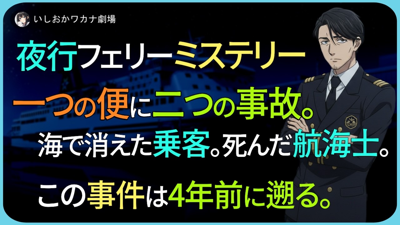 【ドラマ朗読】夜行フェリーミステリー、一つの便に二つの事故。海で消えた乗客、死んだ航海士。この事件は4年前に遡る。