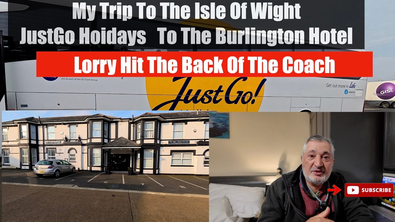 Trip  To The Isle Of Wight  JustGo Holidays   To The Burlington Hotel, lorry hit the coach