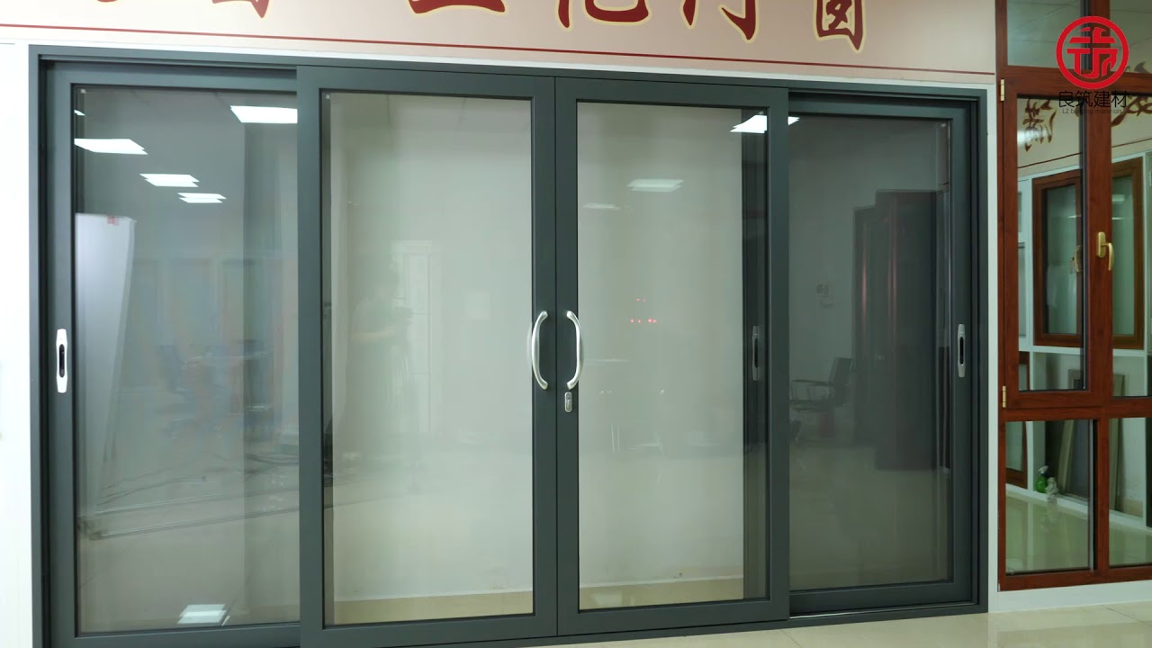 Three tracks aluminum sliding door with reinforced mosquito net LZ-190