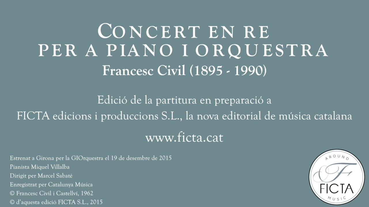 Francesc Civil. Concert en Re major per a piano i orquestra, 2n moviment.