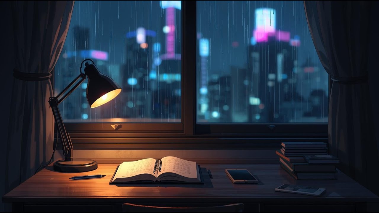 Soft Rain Lofi Piano at Midnight 🌙 Calm Focus Study Music