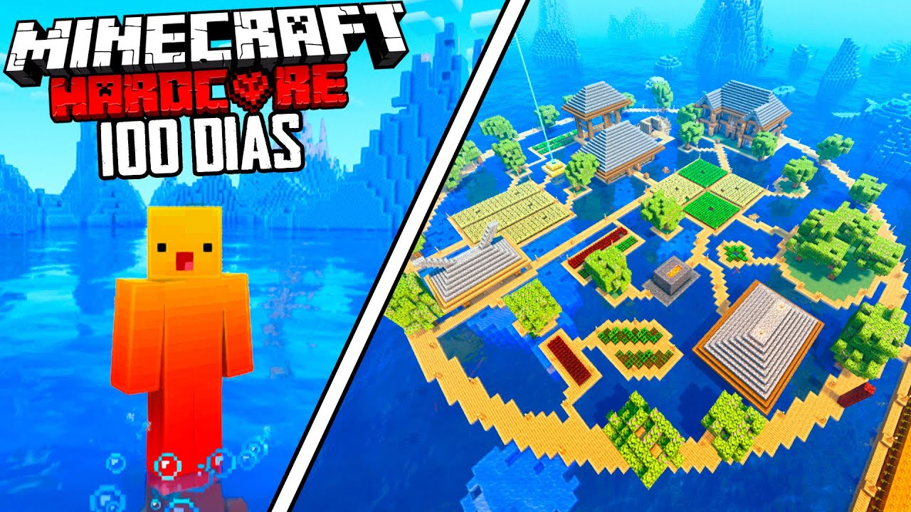 SOBREVIV&Iacute; 100 D&iacute;as en un OCEANO CONGELADO en Minecraft HARDCORE...