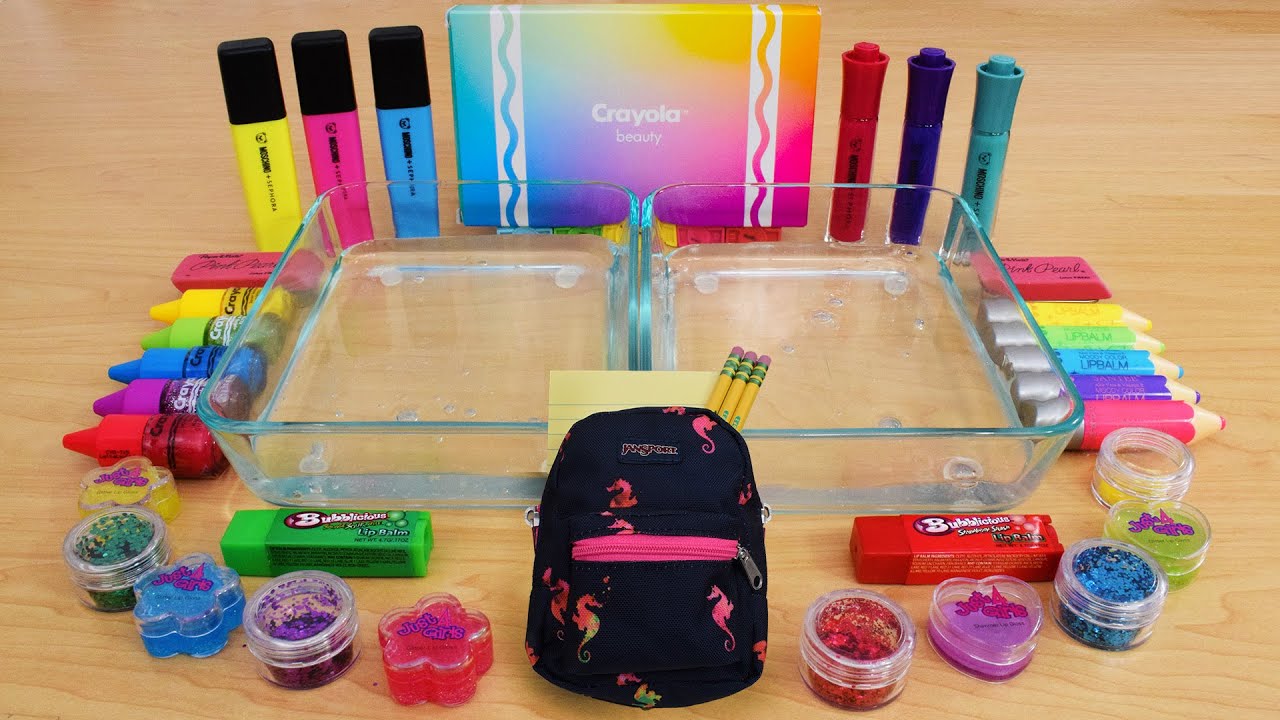 Back to School - Mixing Makeup Eyeshadow Into Slime ASMR - My Best Slime Collection