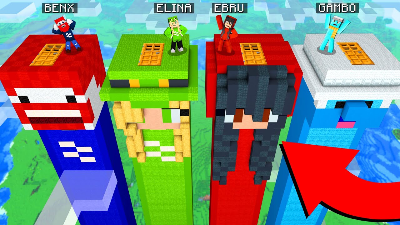 BENX TURM gegen ELINA TURM gegen EBRU TURM gegen GAMBO TURM in Minecraft
