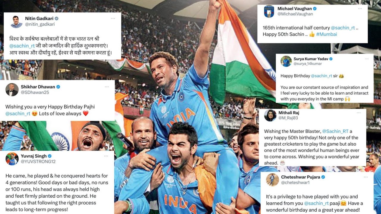 World cricket wishing Sachin Tendulkar 50th birthday