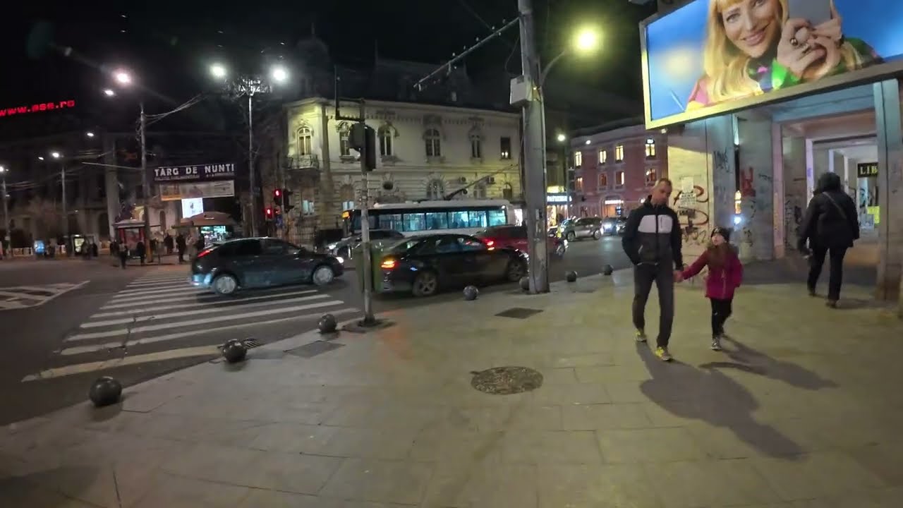 Bucharest Night Walk 4K 🇷🇴 University Square to Piata Romana | Real City Sounds