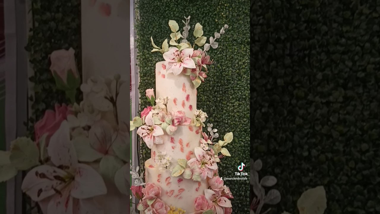 Wedding Cake in blush pastels, sugar flowers all edible 