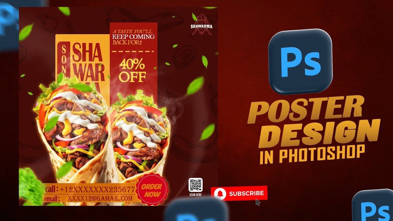 Photoshop Tutorial | Shawarma Poster Design | Creative Food Banner