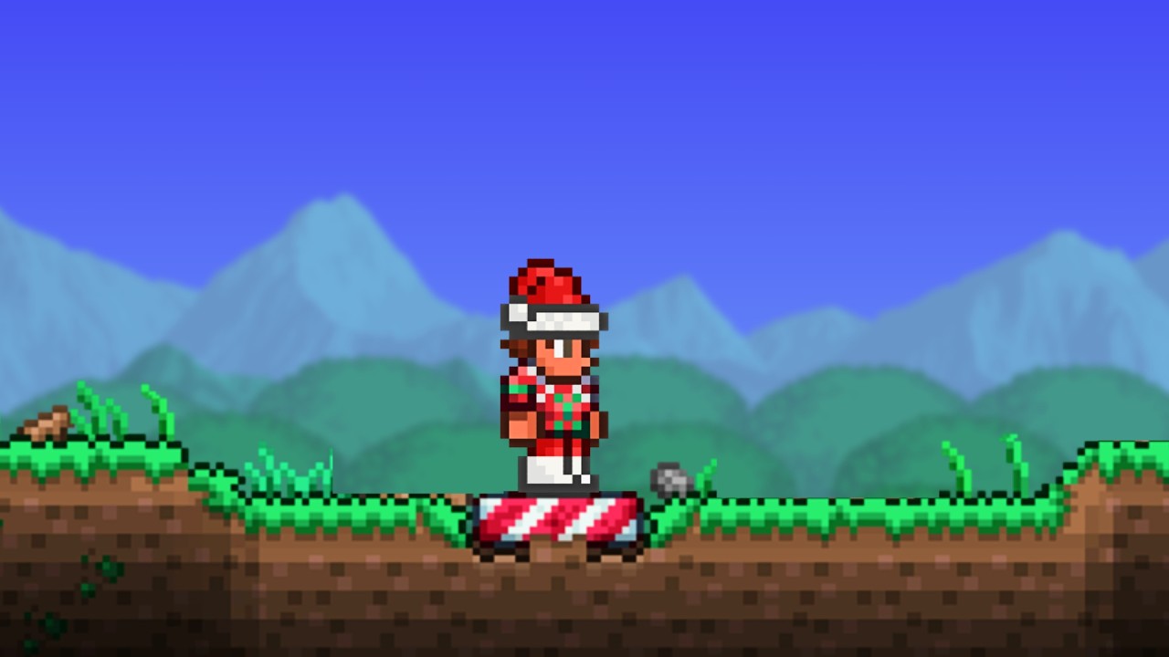 Terraria, but I can only touch candy cane blocks...