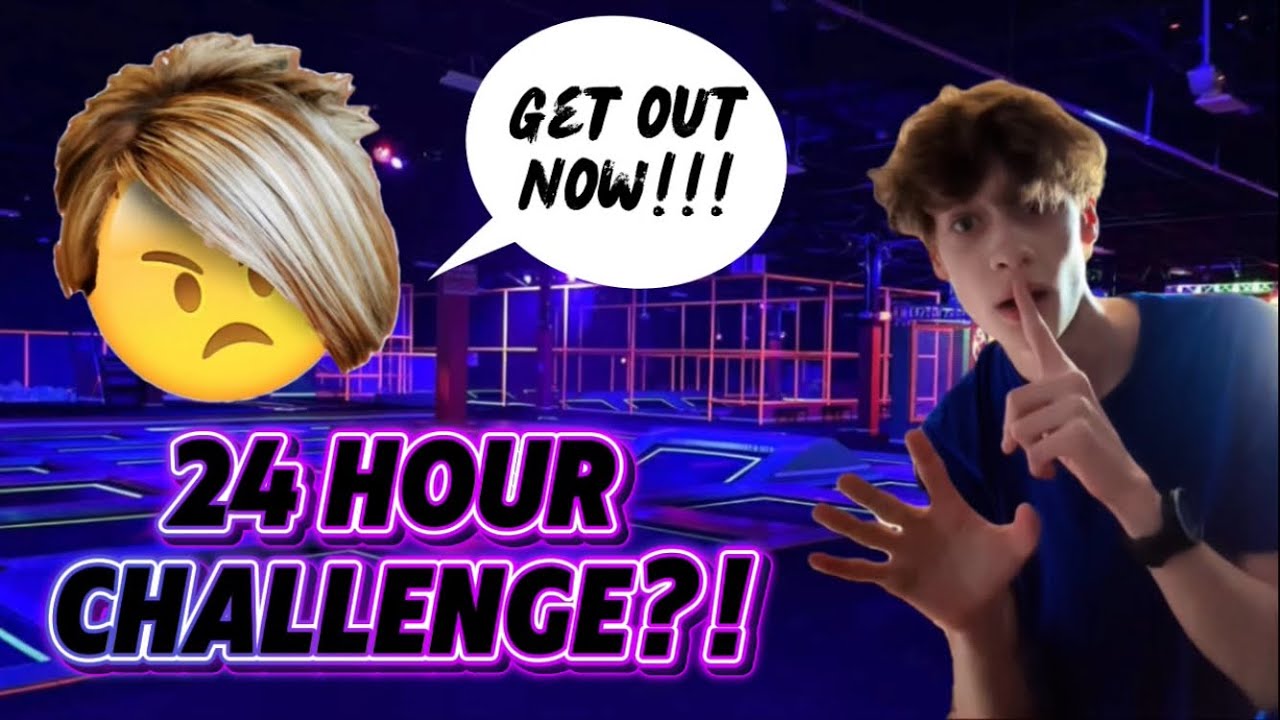 I STAYED 🚪 AT A TRAMPOLINE PARK 🛝 FOR 24 HOURS!!! ⏰ (The Cops 👮 Were Called…)