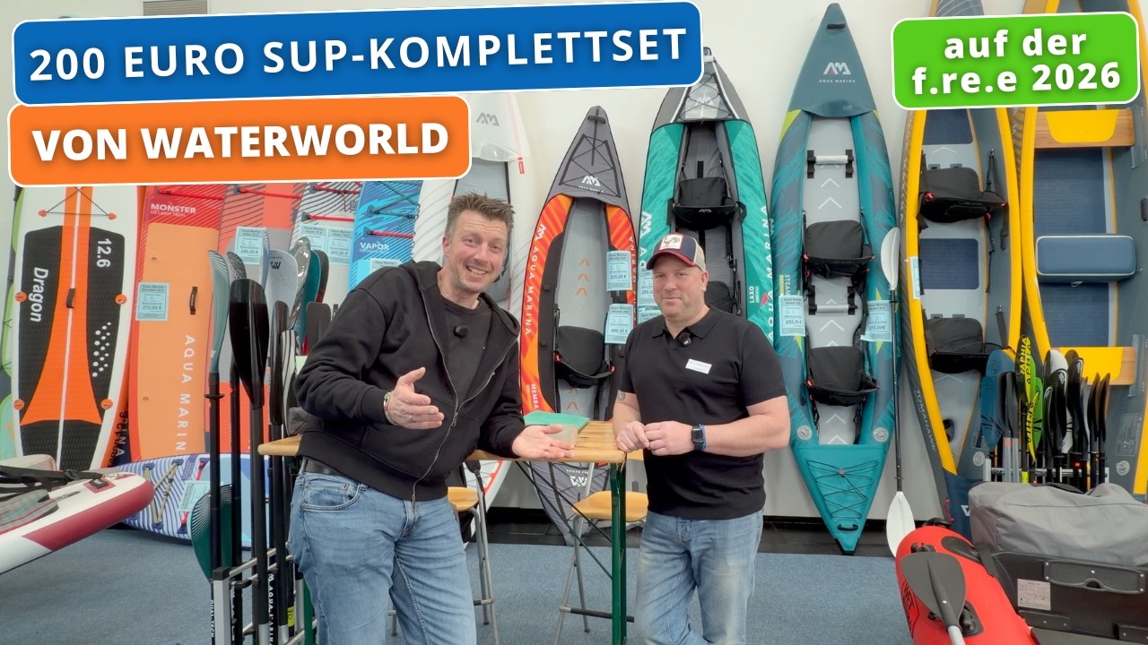 Waterworld bietet Navigator SUP im Set für Messepreis von 200€! SUP, Pumpe, Paddel und sogar Sitz