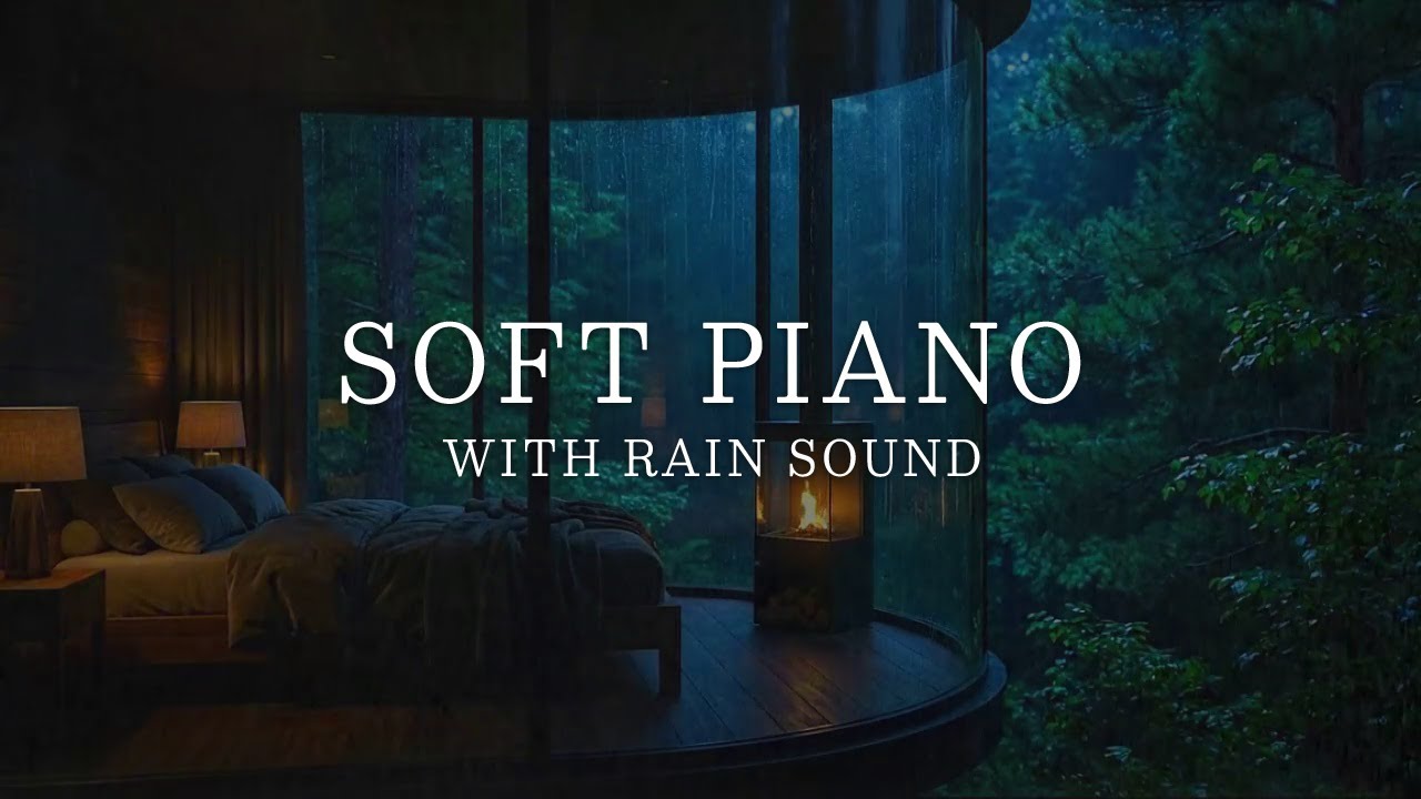 Cozy Bedroom with Falling Rain 🌧️ Deep Sleep Music for Stress Relief, Heal the Mind & Peaceful Piano