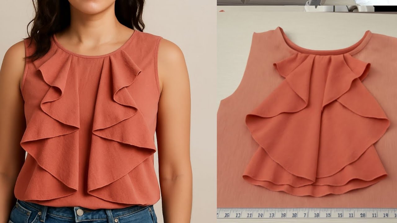 Ruffle Blouse Pattern from Scratch | Cutting and Sewing Step by Step for Beginners
