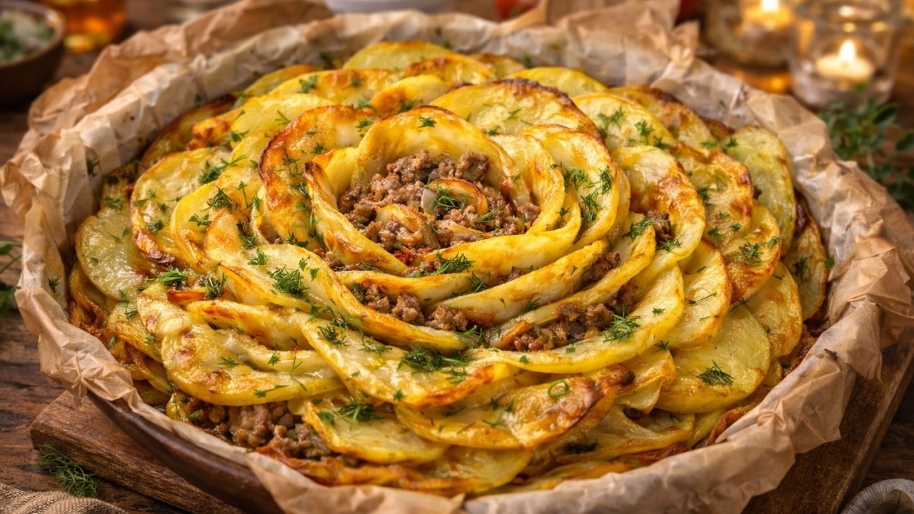 Das schönste Gericht aus Kartoffeln! Kartoffelrose in nur 15 Minuten! Die Gäste sind geschockt!