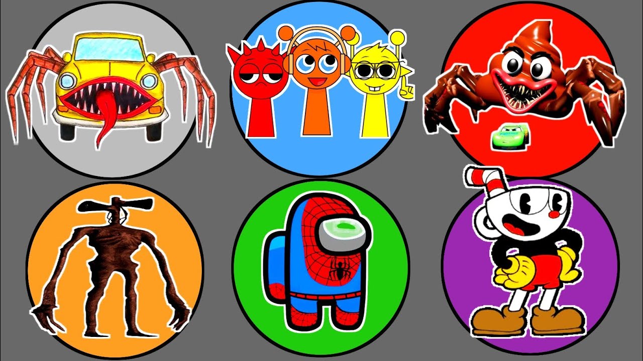 Spin Wheel !! Car Eater, Poop Head Eater, Siren Head, Cup Head, Among Us, Sprunki 