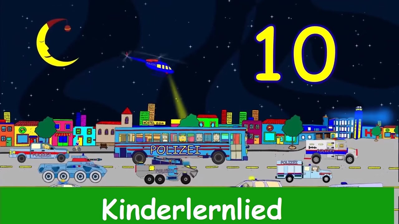 10 kleine Polizeiautos - Wir lernen die Zahlen - Yleekids Deutsch lernen mit Kinderliedern