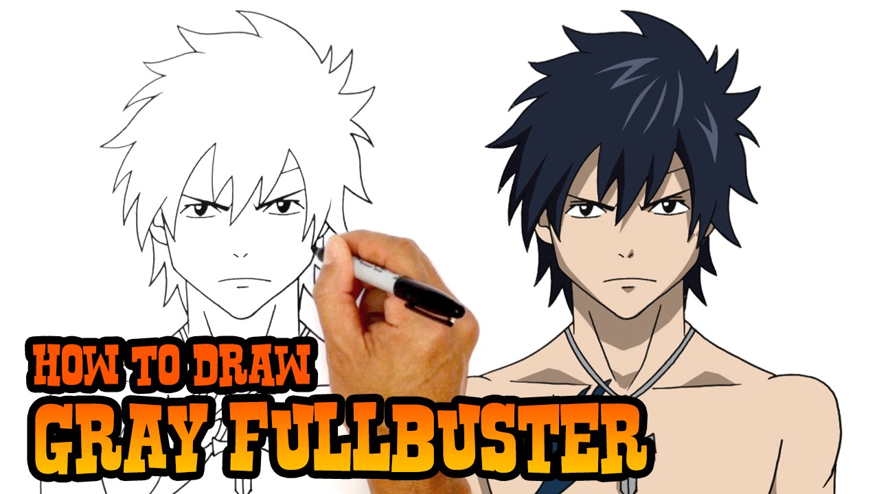 Как рисовать Gray Fullbuster (Fairy Tail) - шаг за шагом учебник рисования