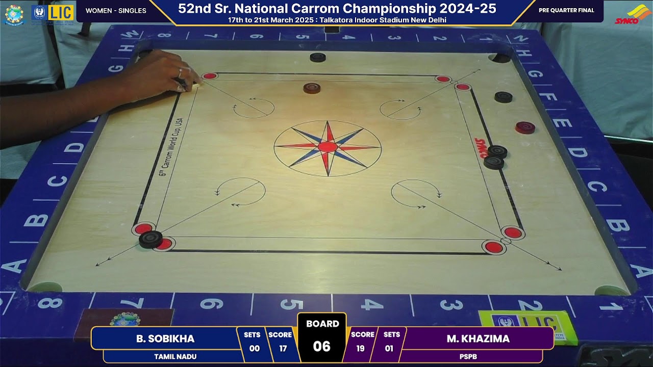 B. SOBIKHA vs M. KHAZIMA | PRE QUARTER FINAL | 52nd Senior National Carrom Championship 2024 -25