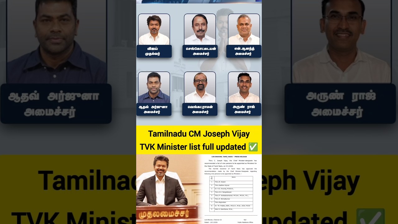 TVK minister list updated ✅ Tamilnadu Chief Minister Joseph Vijay TVK ministers #vijay #tvkvijay