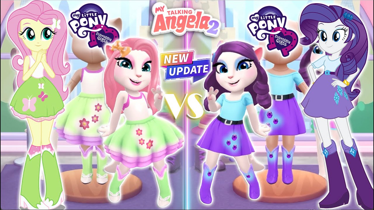 My talking Angela 2 | Fluttershy VS Rarity | My little Pony new update | cosplay
