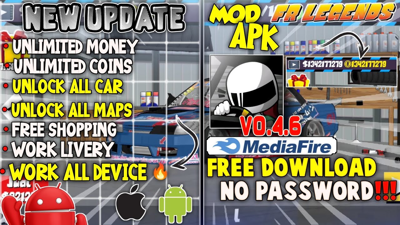 TERBARU!! FR LEGENDS MOD APK 2026 V0.4.6 UNLIMITED MONEYS & UNLOCK ALL CAR | FREE SHOPPING 