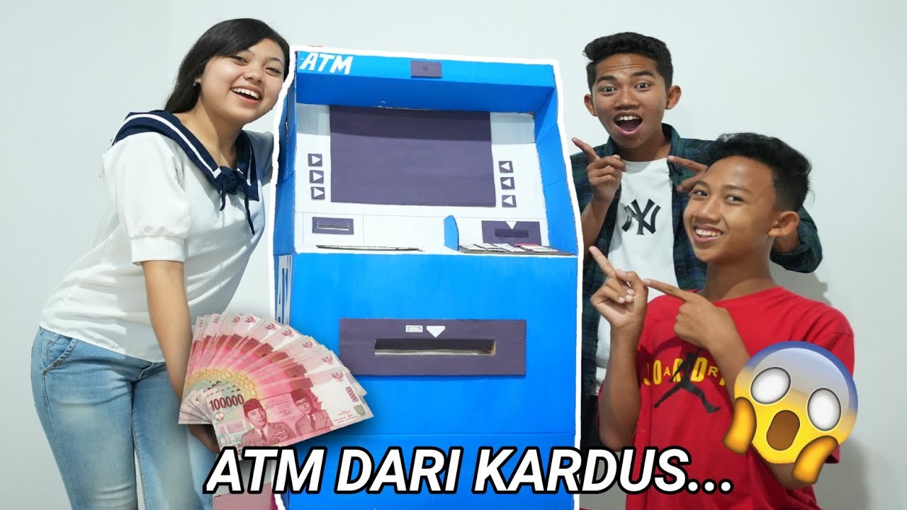 BIKIN MESIN ATM DARI KARDUS😱, BISA KELUAR UANG BENERAN? | KREASI KARDUS MINIATUR💙 | Mikael TubeHD