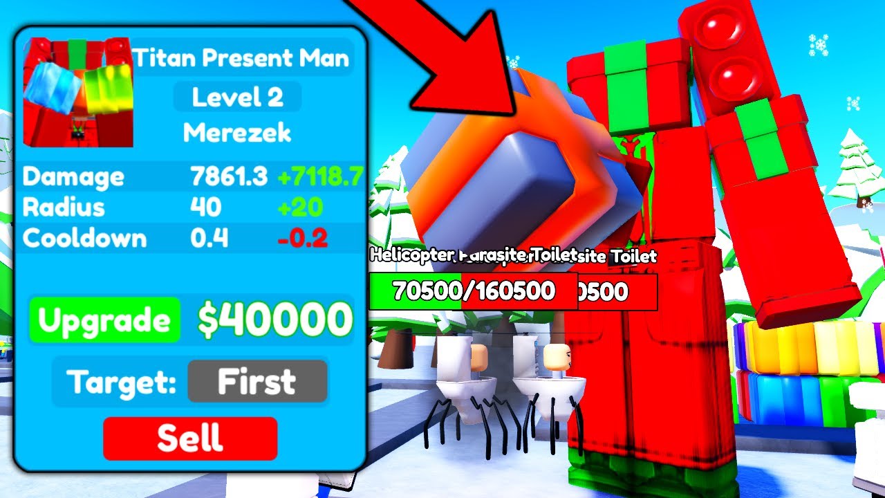 SPRAWDZAM NOWY *GODLY* TITAN PRESENT MAN w SKIBIDI TOILET TOWER DEFENSE w ROBLOX (EPISODE 68 PART 2)