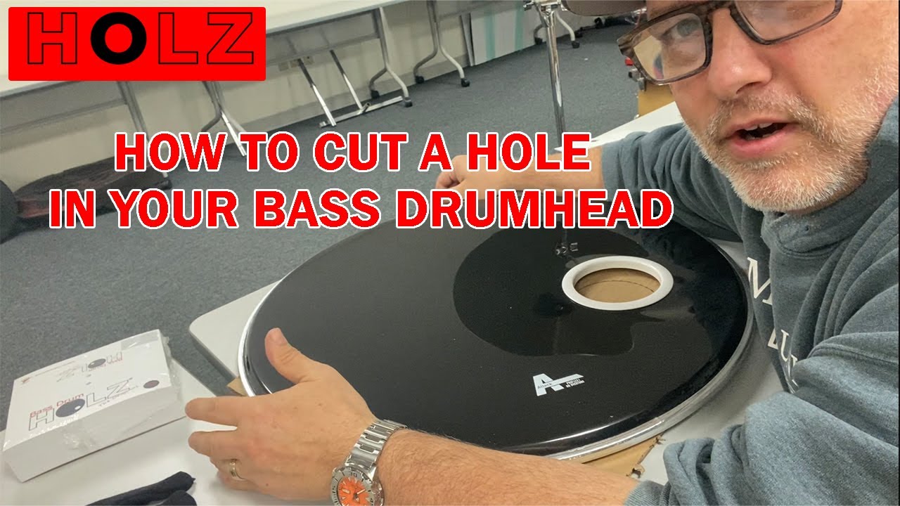 How to cut a hole into your bass drum head HOLZ