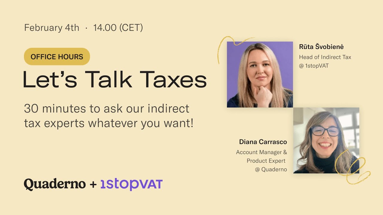 Sales Tax Q&A - Office Hours by Quaderno x 1stopVAT