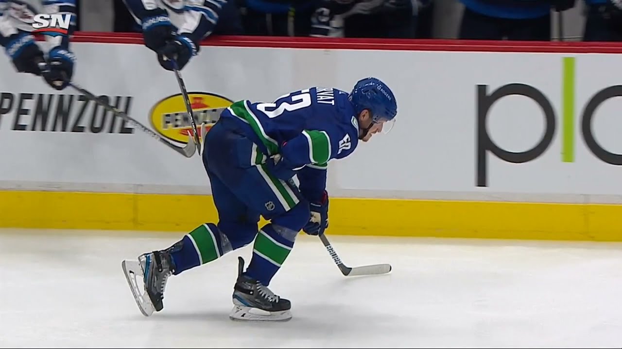 Bo Horvat Injured on Blocked Shot, Jets Players Help Him Off Ice